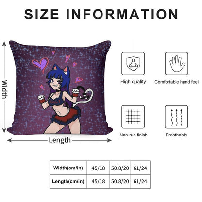 Cat Girl Soft Reinforced Edging Throw Pillow