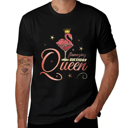 Womens Flamazing Birthday Queen Flamingo Birthday Gift  Lightweight T-Shirt