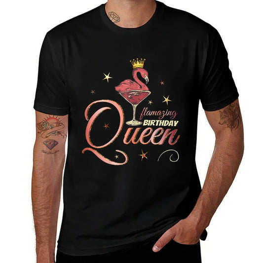Womens Flamazing Birthday Queen Flamingo Birthday Gift  Lightweight T-Shirt