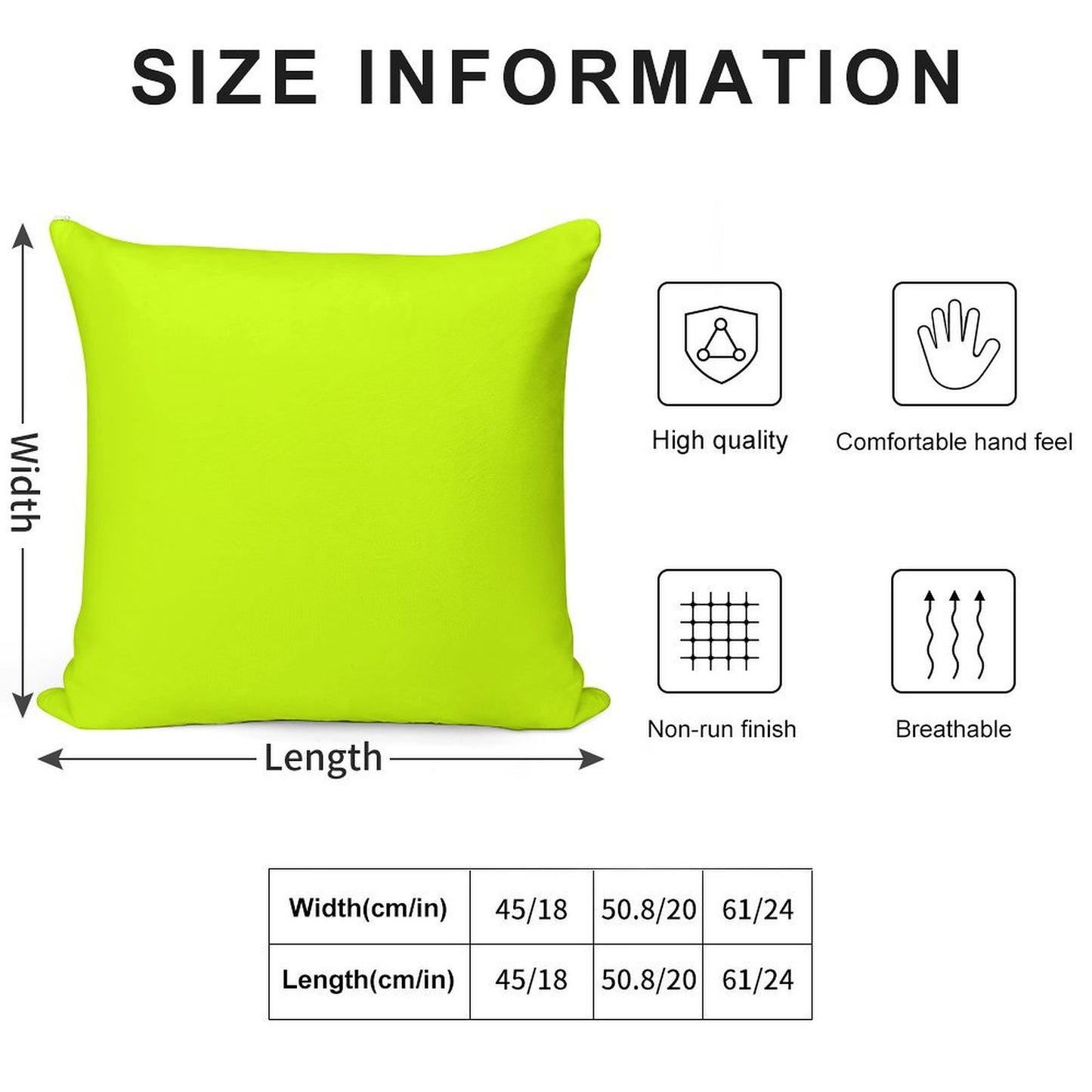 Bright Green Lime Neon Color Soft Shrink-Resistant Throw Pillow