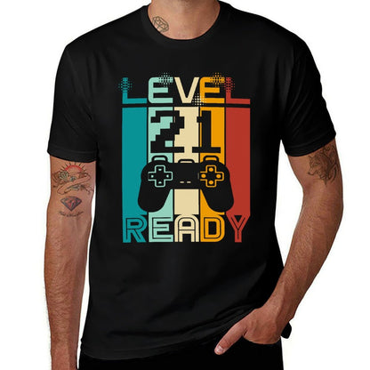 Level 21 Ready Funny Video Gamer 21st Birthday  Slim-fit Cut T-Shirt