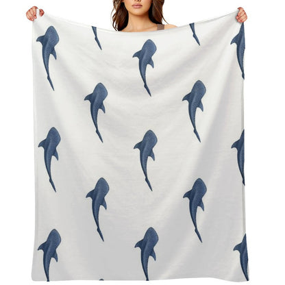 A Blue Whale Shark Swimming Easy Care Throw Blanket
