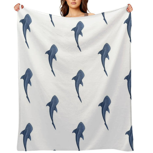 A Blue Whale Shark Swimming Easy Care Throw Blanket