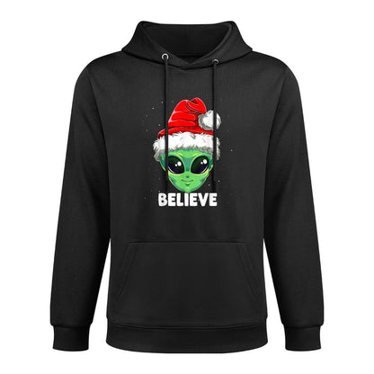 Christmas Alien Santa Costume Funny UFO Santa Hat Xmas Kids Customizable Surface Hoodie