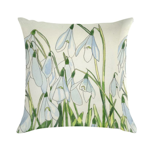 Snowdrops Watercolour Painting Soft High-Density Material Throw Pillow