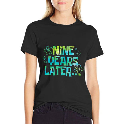 Nine Years Later Funny Meme 9 Year Old 9th Birthday Party  Rolled Sleeves T-Shirt