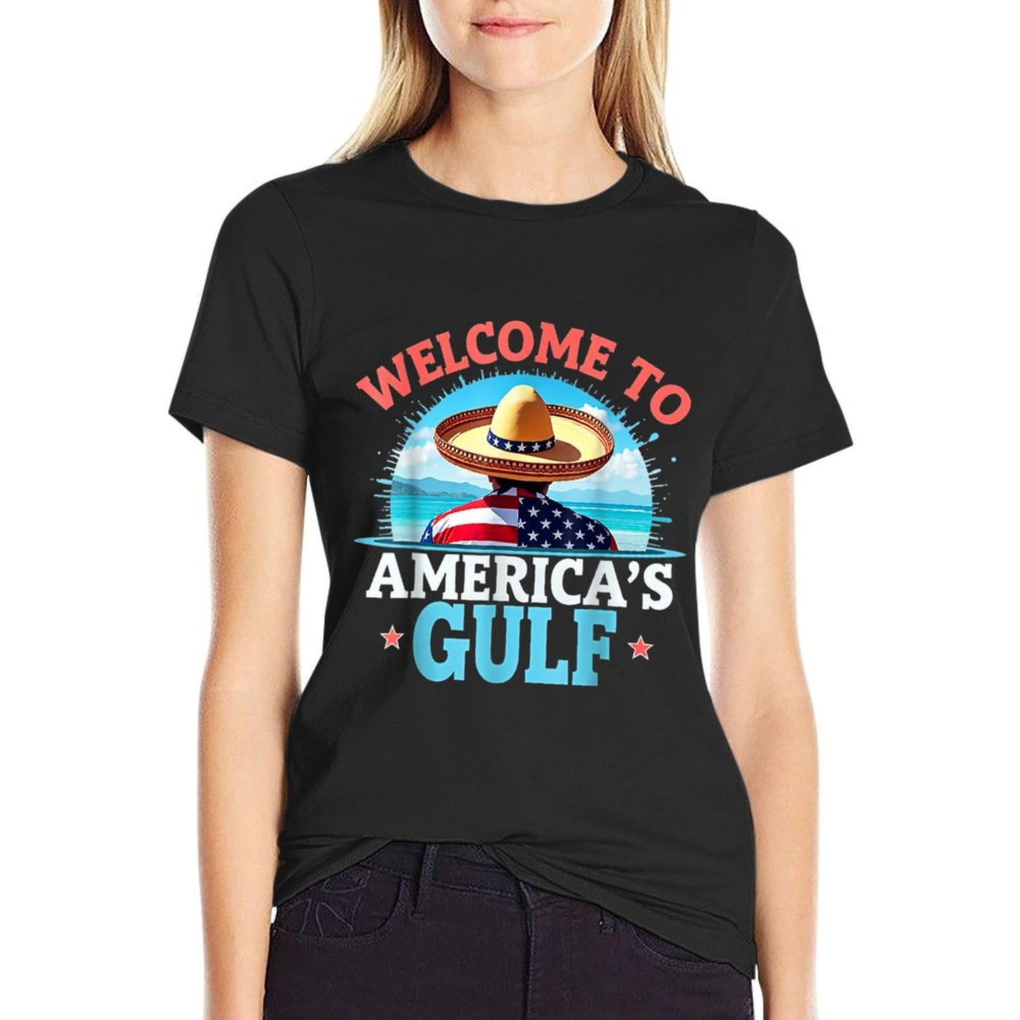 Gulf America Welcom To America&#39;s Gulf Slim-fit Cut T-Shirt