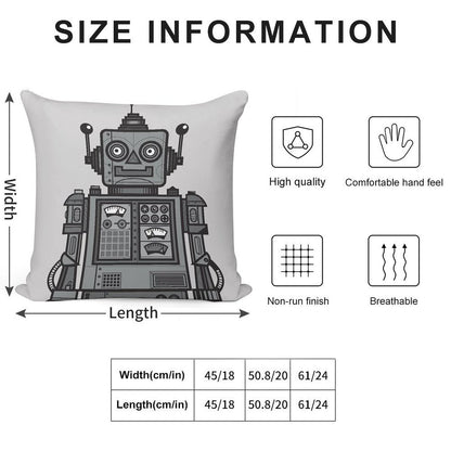 Vintage Robot Soft Shrink-Resistant Throw Pillow
