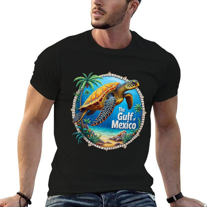Gulf of Mexico Turtle Colorful Mexican Men Women Kids  Heathered Texture T-Shirt