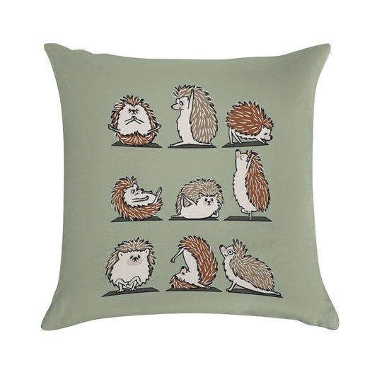 Hedgehog Yoga Soft Shrink-Resistant Throw Pillow