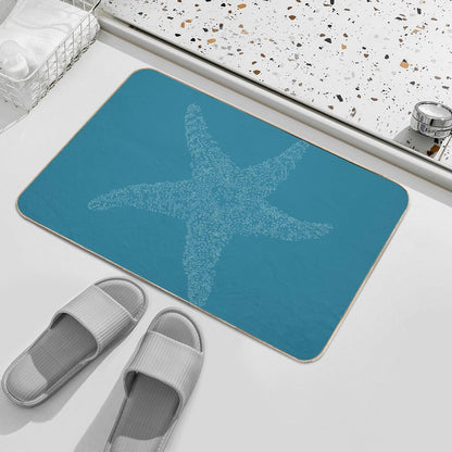 Starfish Bliss - White on Dark Teal  Non-Slip Bath Mat