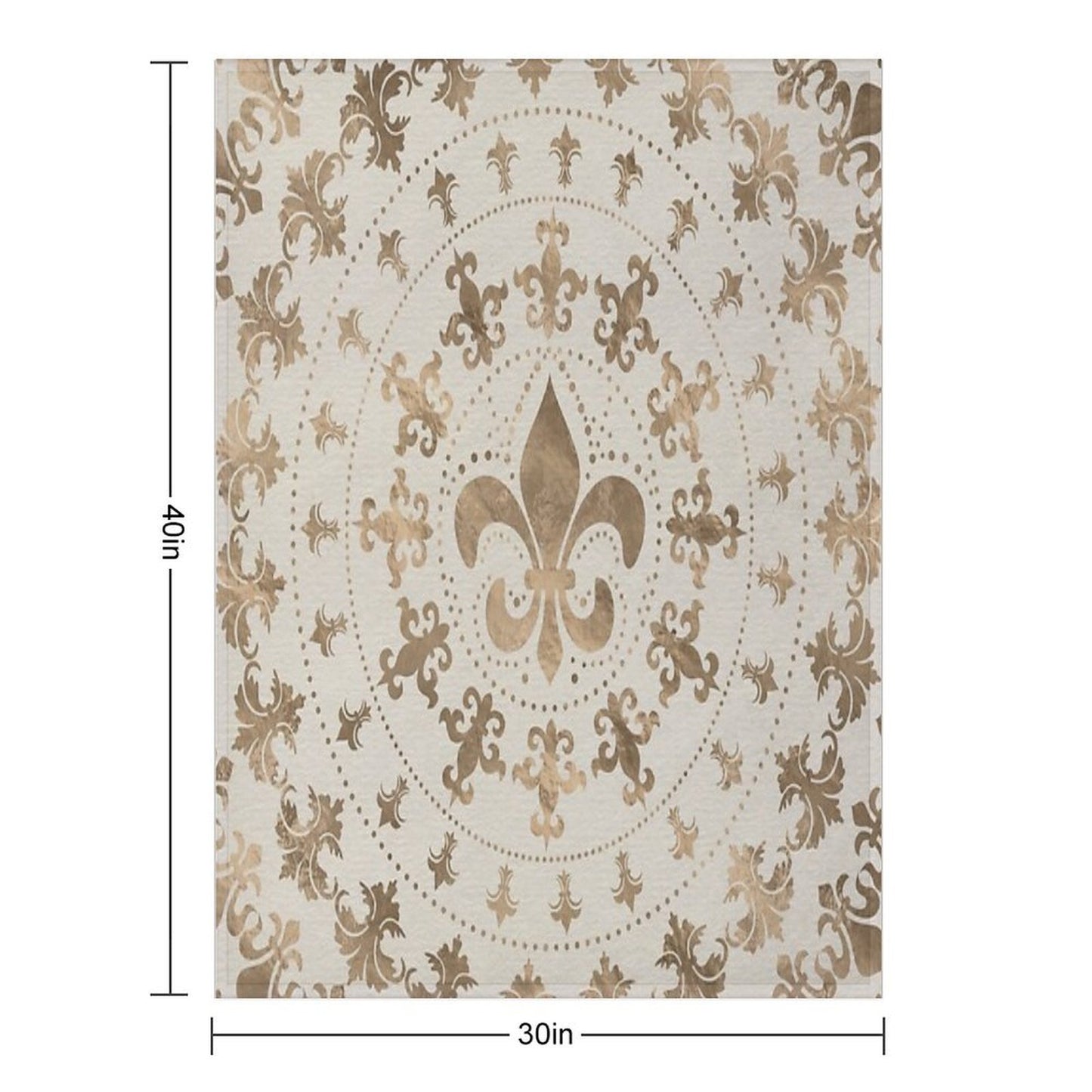 Fleur-de-lis Ornament Pastel Gold Sustainable Throw Blanket