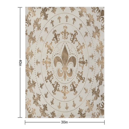 Fleur-de-lis Ornament Pastel Gold Sustainable Throw Blanket