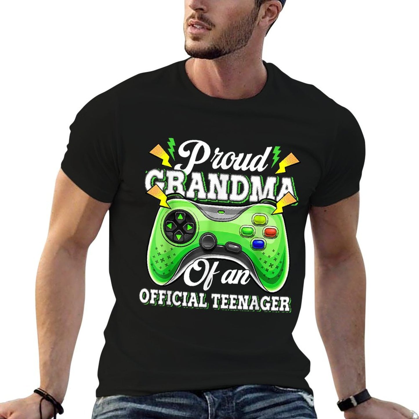 Proud Grandma Of Officialnager 13th Birthday Video Gamer  Heathered Texture T-Shirt