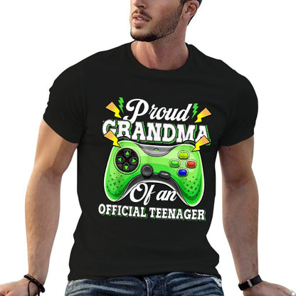 Proud Grandma Of Officialnager 13th Birthday Video Gamer  Heathered Texture T-Shirt