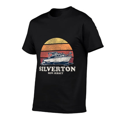 Silverton NJ Vintage Boating 70s Retro Boat Design  Moisture-wicking T-Shirt