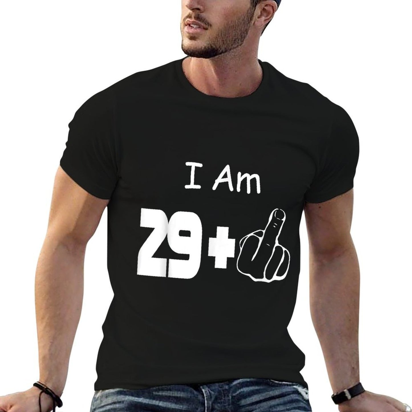 I Am 29 Plus One Middle Finger Funny 30th Birthday  Trendy Pattern T-Shirt