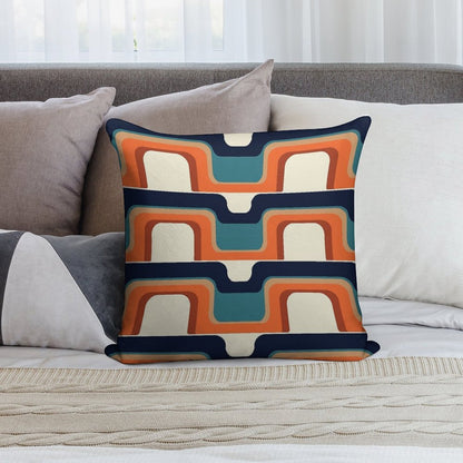 Mid-Century Modern Meets 1970s Orange & Blue Soft Durable Construction Throw Pillow
