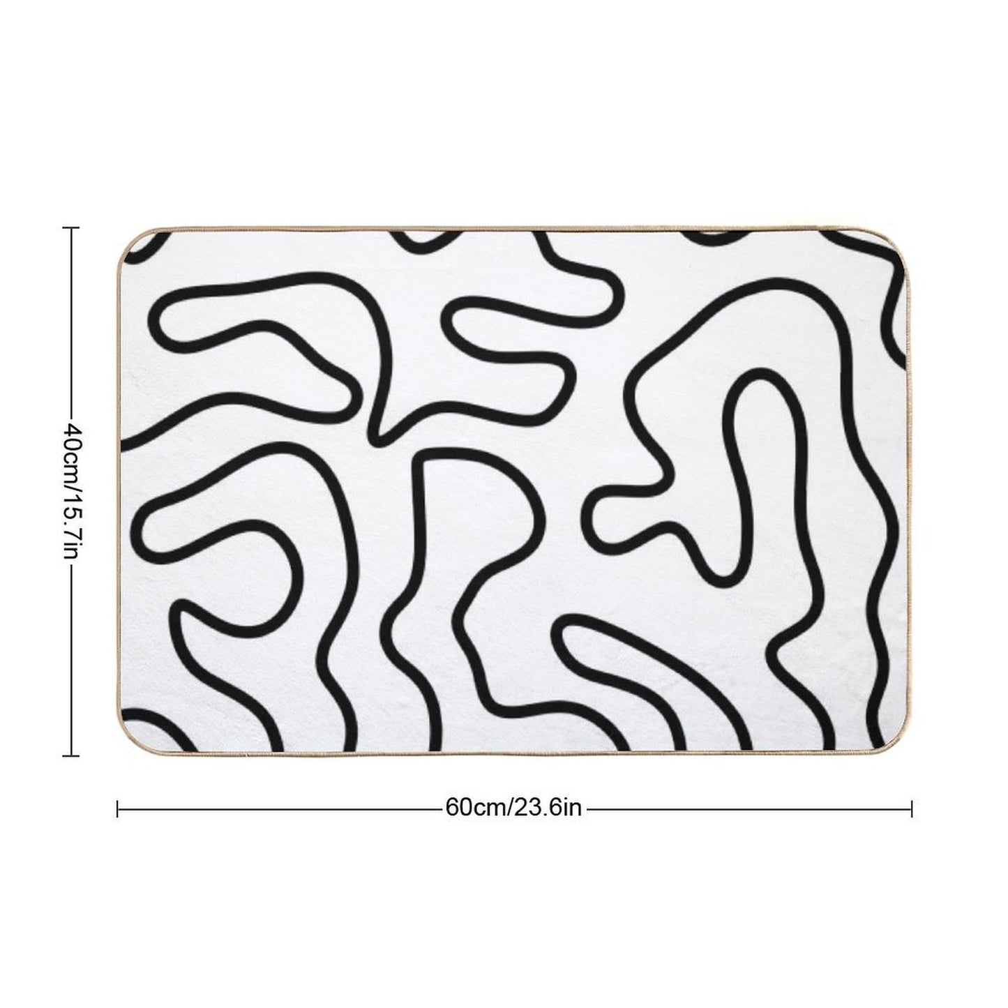 Squiggle Maze Minimalist Abstract Pattern in Black And White  Rapid-Drying Bath Mat