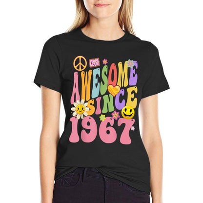 1967 Birthday Vintage Hippie Retro Awesome Since 1967  Moisture-wicking T-Shirt