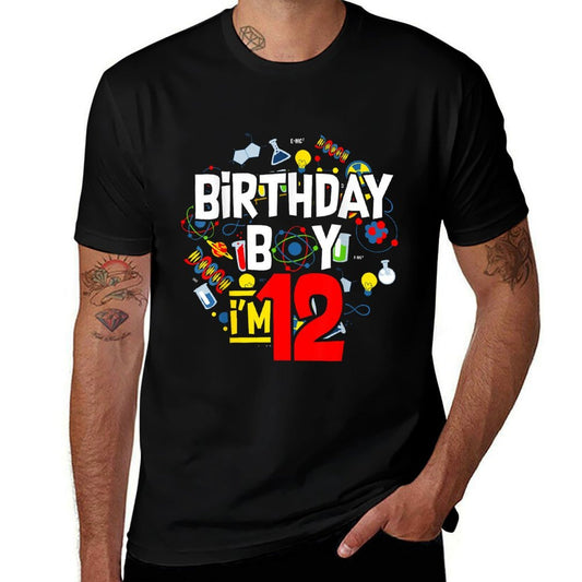 Birthday Boy I'm 12 Years Old Gifts 12th Birthday  Rolled Sleeves T-Shirt