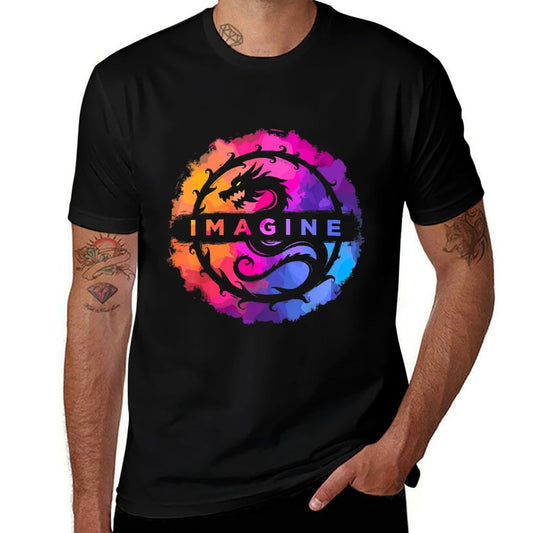 Imagine Colorful Fantasy Retro Dragon  Odor-resistant T-Shirt