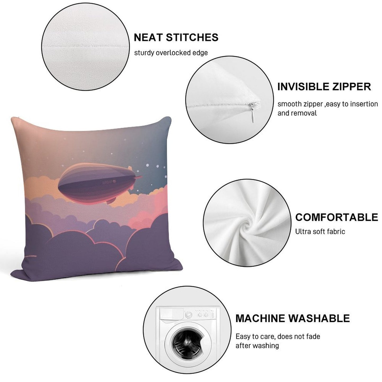 Airship Soft Skin-Friendly Throw Pillow