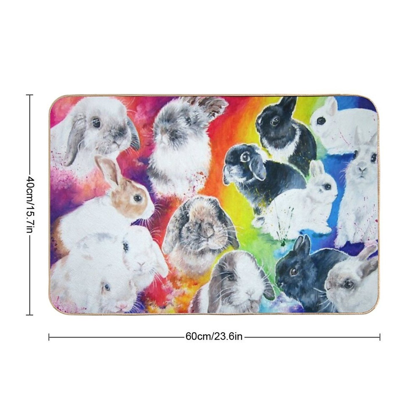 Painted Bunnies in A Rainbow  Multi-Purpose Bath Mat