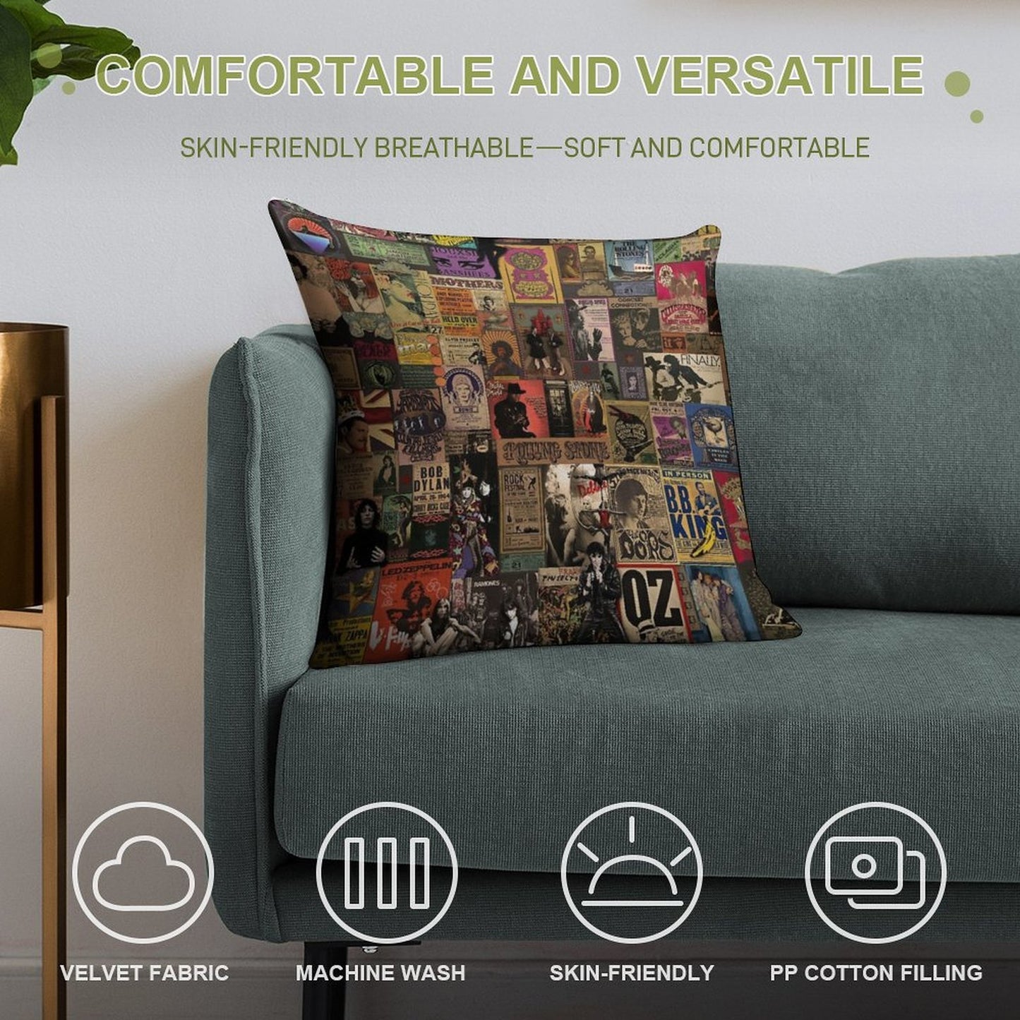 Rock N' Roll Stories II Soft Home Decor Throw Pillow