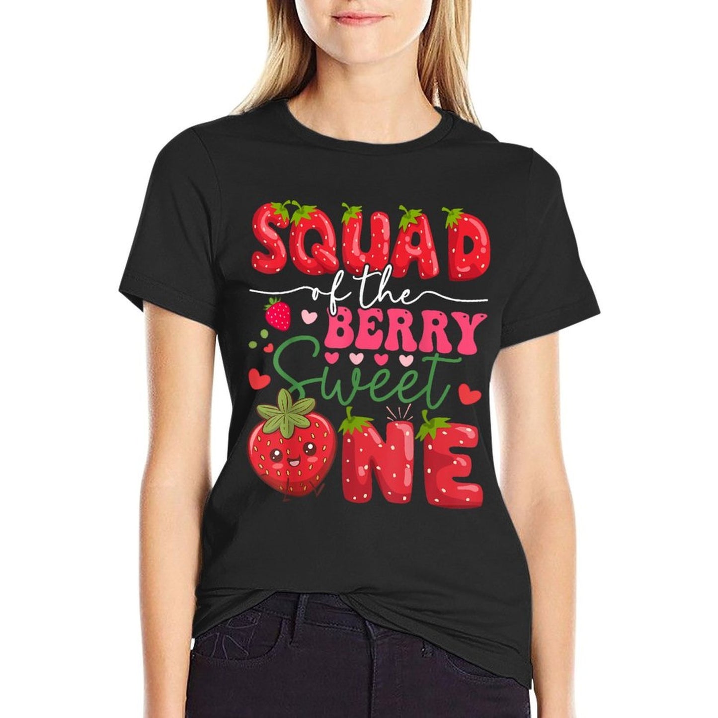 Squad Of The Berry Sweet One Strawberry 1St Birthday  Graphic-printed T-Shirt