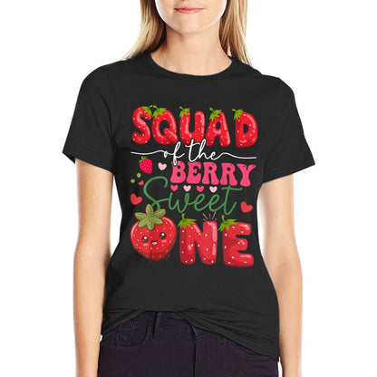 Squad Of The Berry Sweet One Strawberry 1St Birthday  Graphic-printed T-Shirt