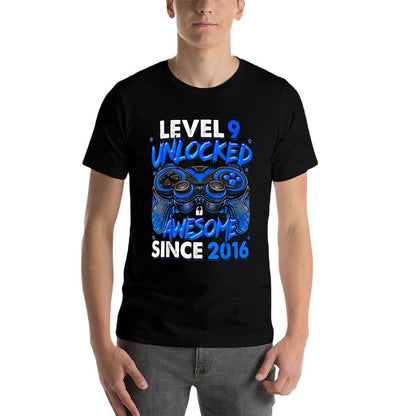 Level 9 Unlocked Awesome Since 2016 9th Birthday Gaming  Moisture-wicking T-Shirt
