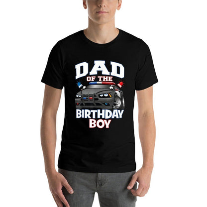 Dad Of The Birthday Boy Policeman Officer Party  Fade-proof Color T-Shirt
