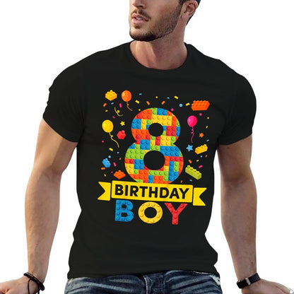 Kids 8 Year Old Building Blocks 8th Birthday Boy  Stretchy T-Shirt