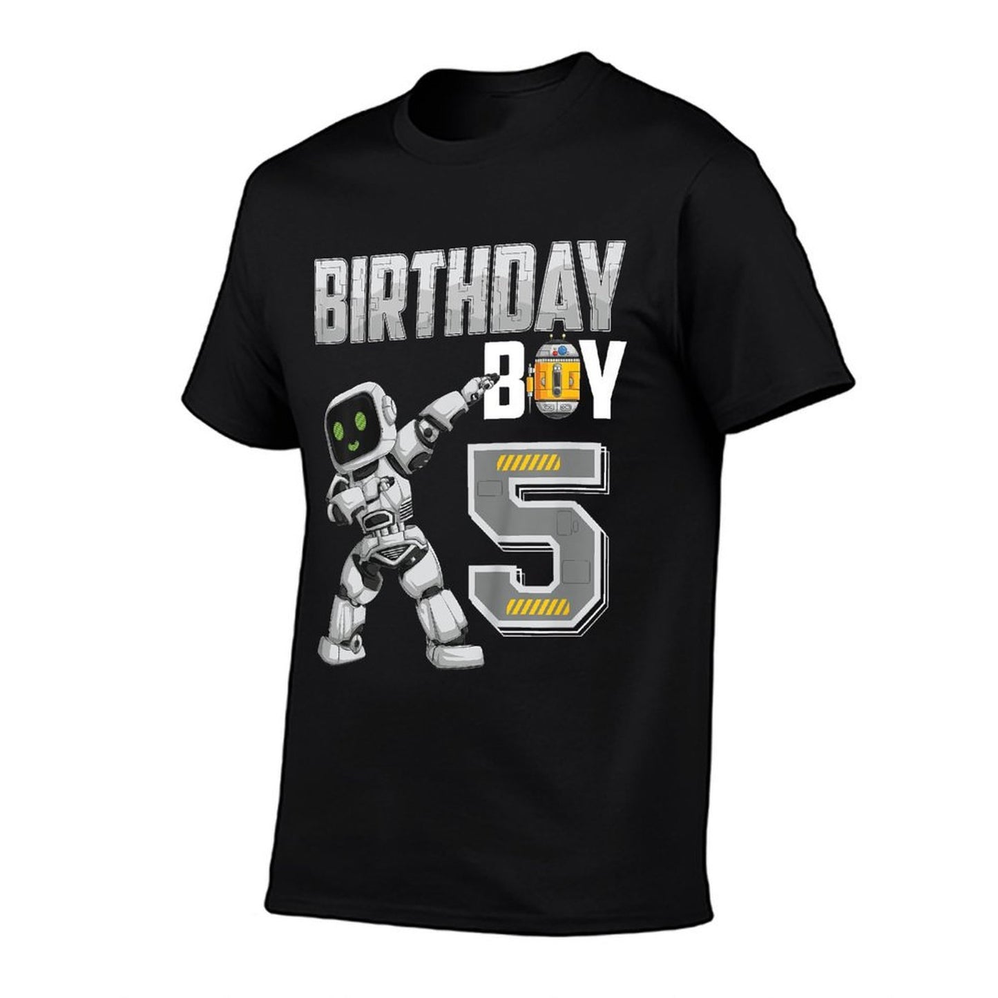 Kids 5 Year Old Dabbing Robot 5th Birthday Science Robotics  Fade-proof Color T-Shirt