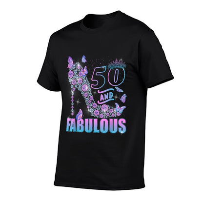 Butterflies High Heels 50 & Fabulous 50th Birthday  Easy-care T-Shirt