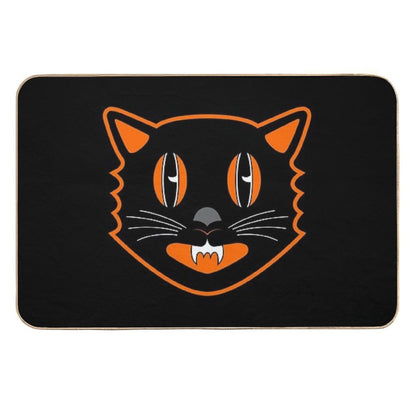 Vintage Halloween Black Cat - Scaredy Cat  Stain-Proof Bath Mat