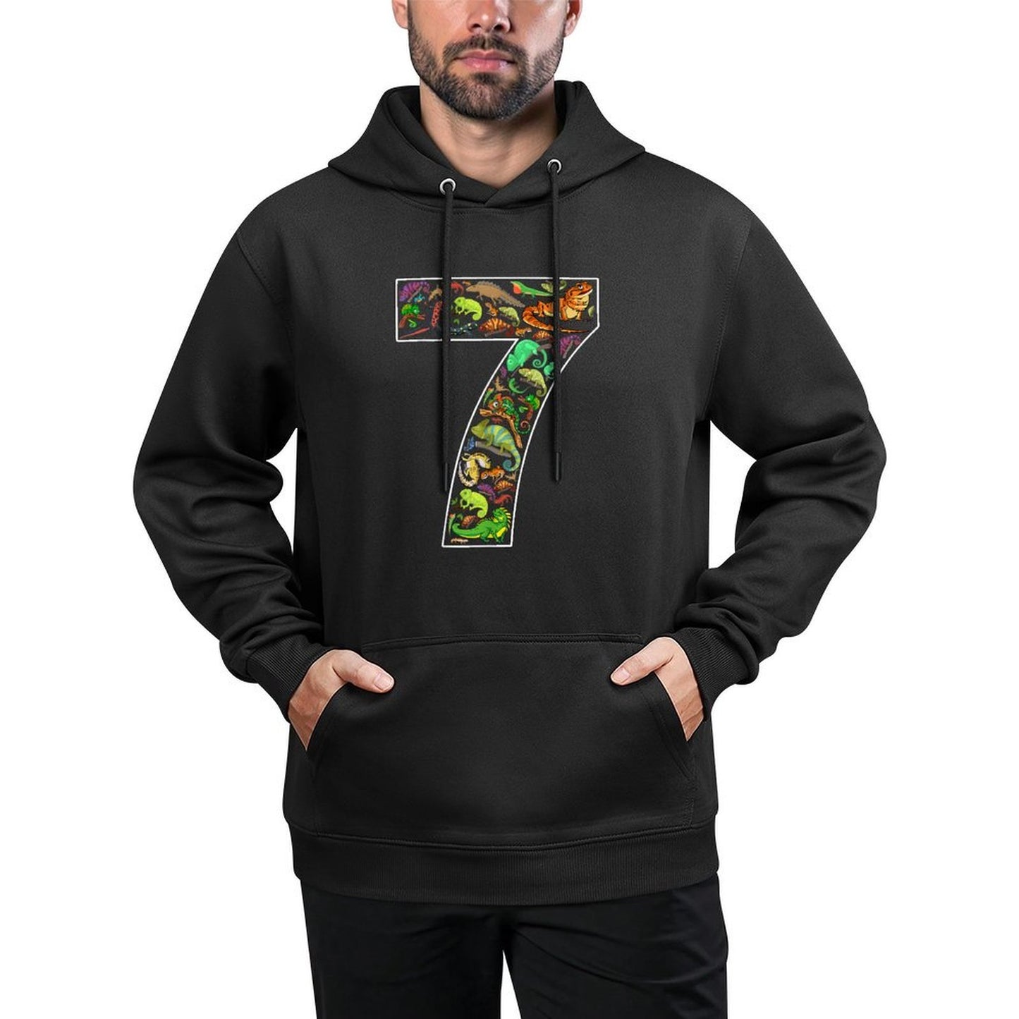 7th Birthday Reptile Theme 7 Year Old Birthday Boy Girl Casual Wear Hoodie