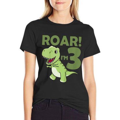 Kids Kids 3rd Birthday T-rex 3 Years Old Boy Dino Dinosaur  Slim-fit Cut T-Shirt