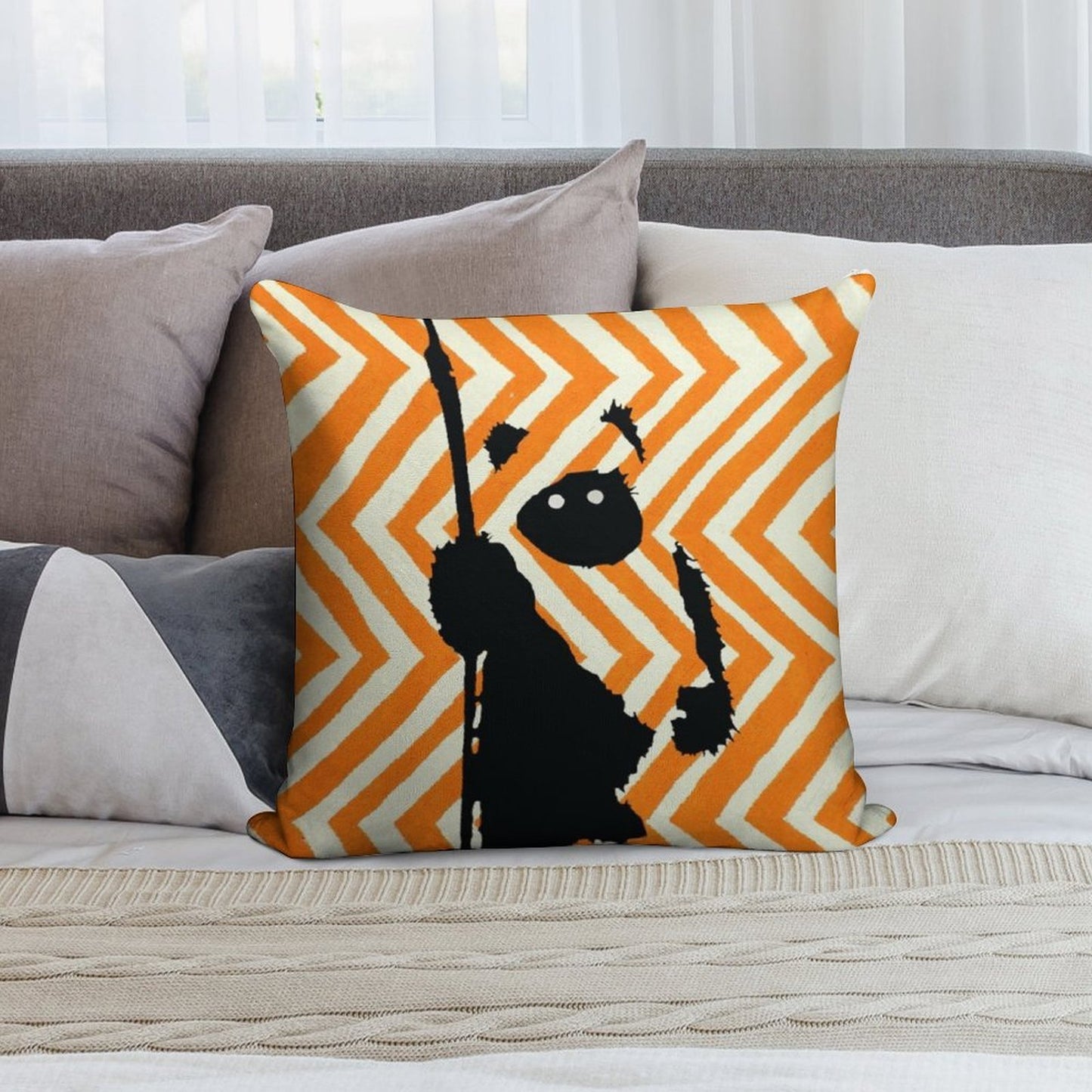 Ewok Chevron Orange Soft Ultra-Soft Texture Throw Pillow