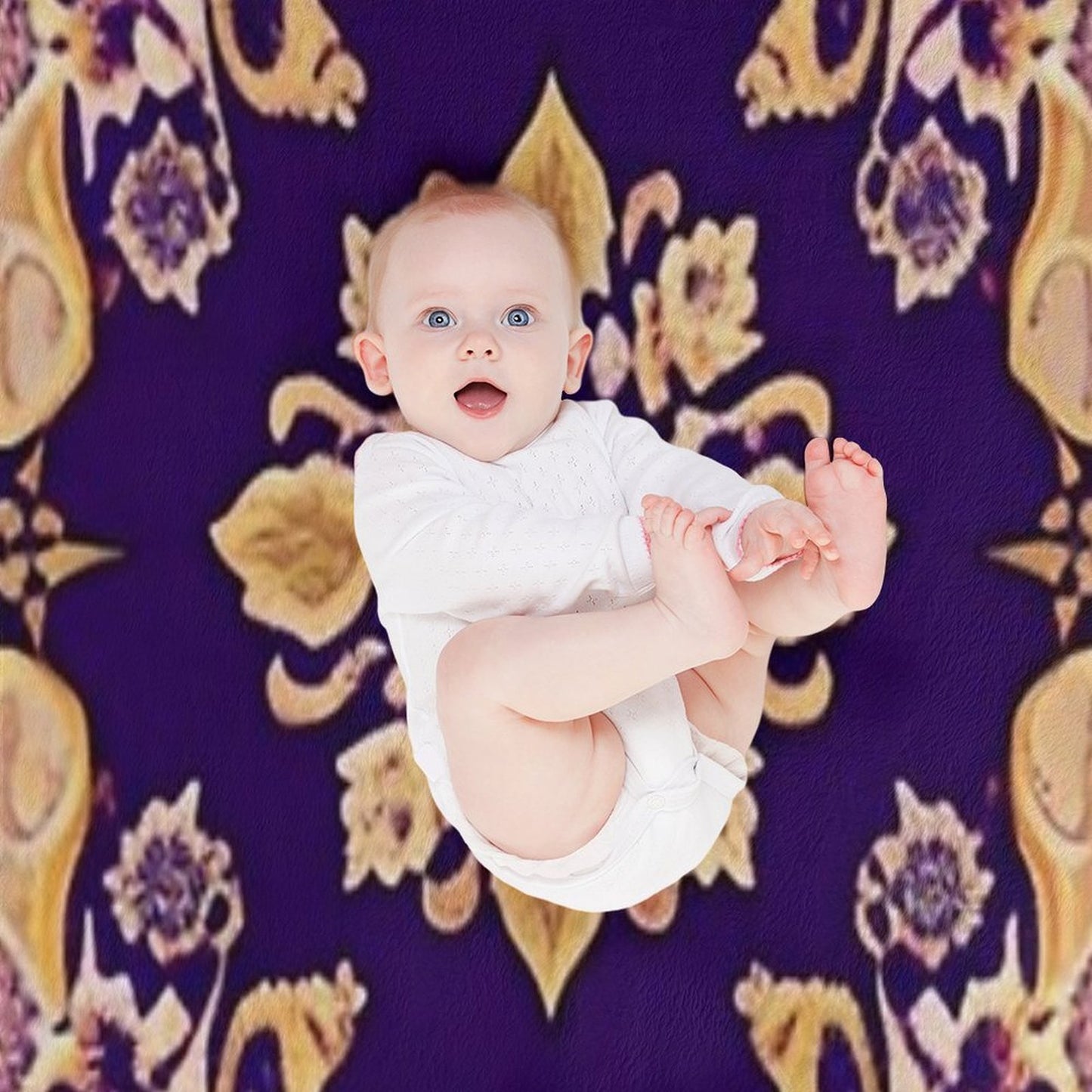 Purple And Gold Persian Floral Shrink-resistant Throw Blanket