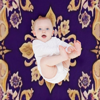 Purple And Gold Persian Floral Shrink-resistant Throw Blanket