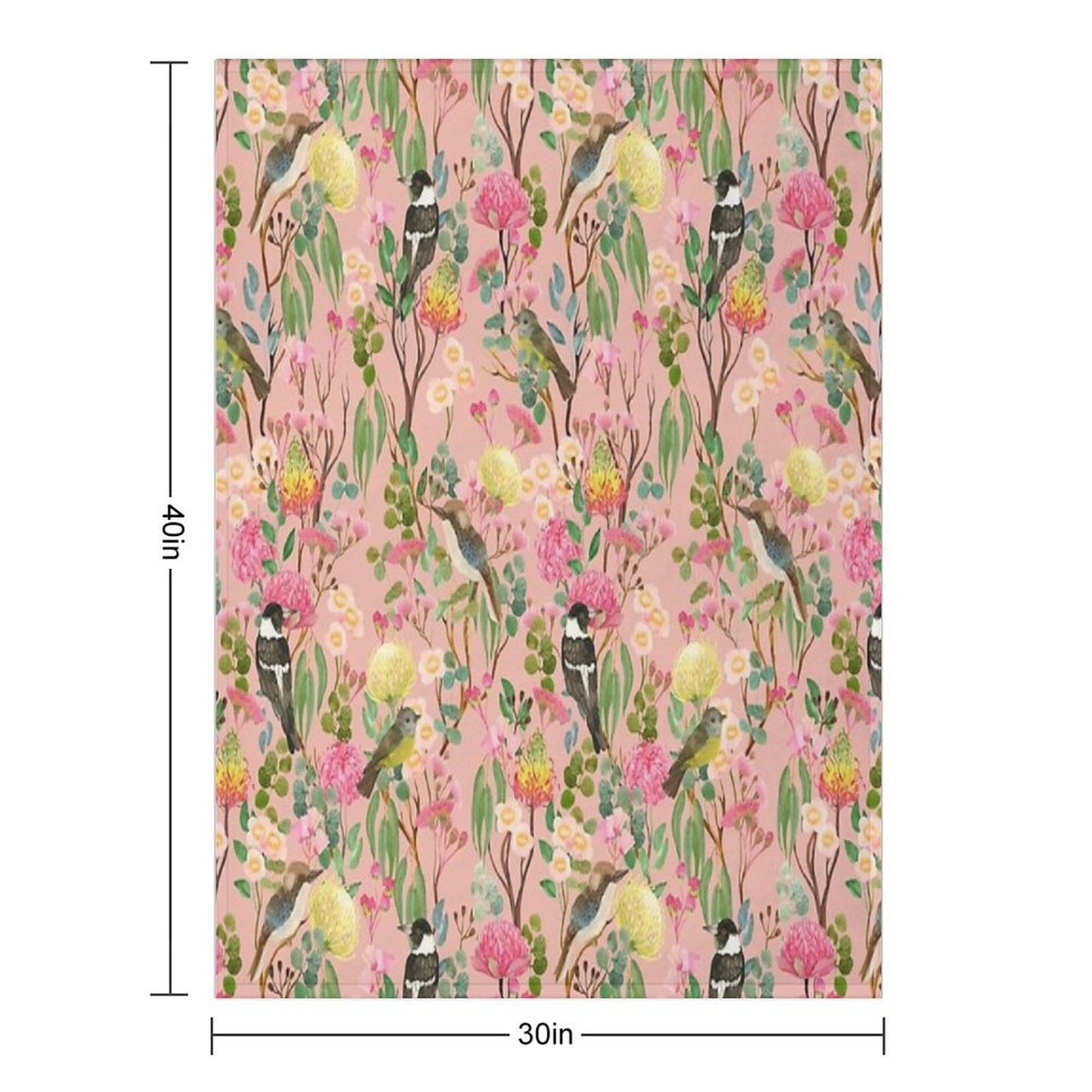 Australian Birds And Blooms Native Flora Chinoiserie Wrinkle-free Throw Blanket