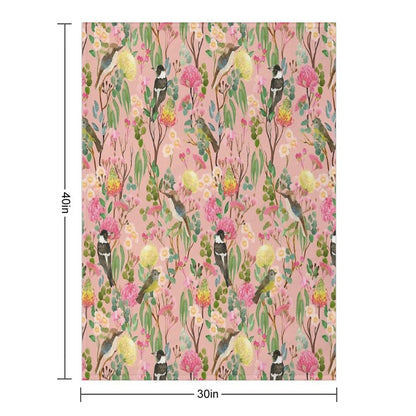 Australian Birds And Blooms Native Flora Chinoiserie Wrinkle-free Throw Blanket