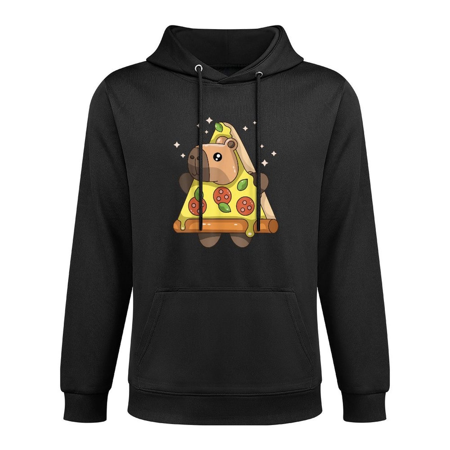 Cute Kawaii Capybara Pizza Japanese Anime Foodie Meme Kangaroo Pocket Hoodie