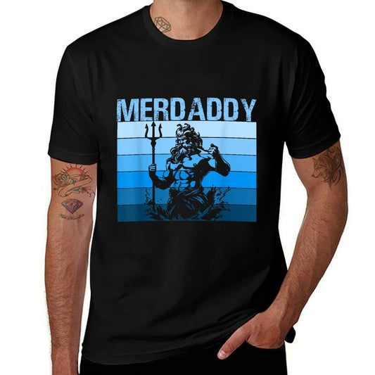 Merdaddy Mermaid Security Merman Daddy Fathers Day Swimmer  Oversized Silhouette T-Shirt