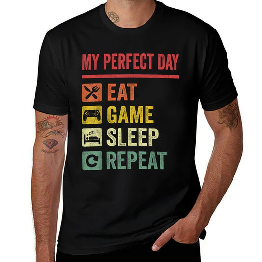 My Perfect Day Video Games Funny Cool Gamer Gift Comfortable T-Shirt