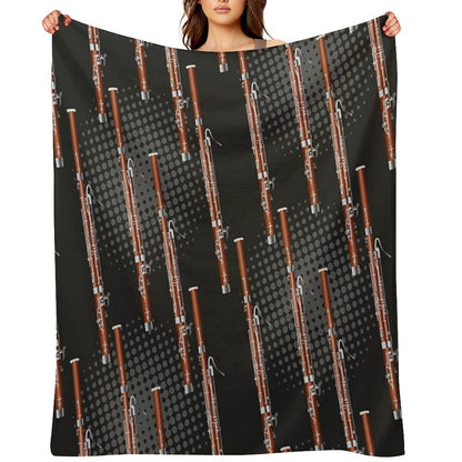 Bassoon on Black  Gray Machine-washable Throw Blanket