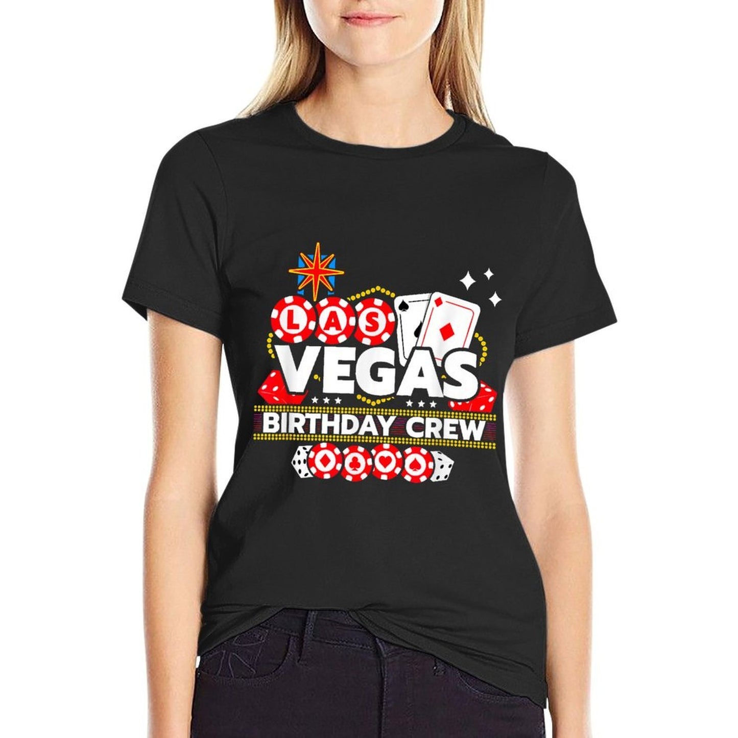 Las Vegas Birthday Party - Vegas Birthday Crew - Unisex-Adults - Black - Small - - Crew Neck - Modern - Casual - Birthday - Them  Affordable Price T-Shirt