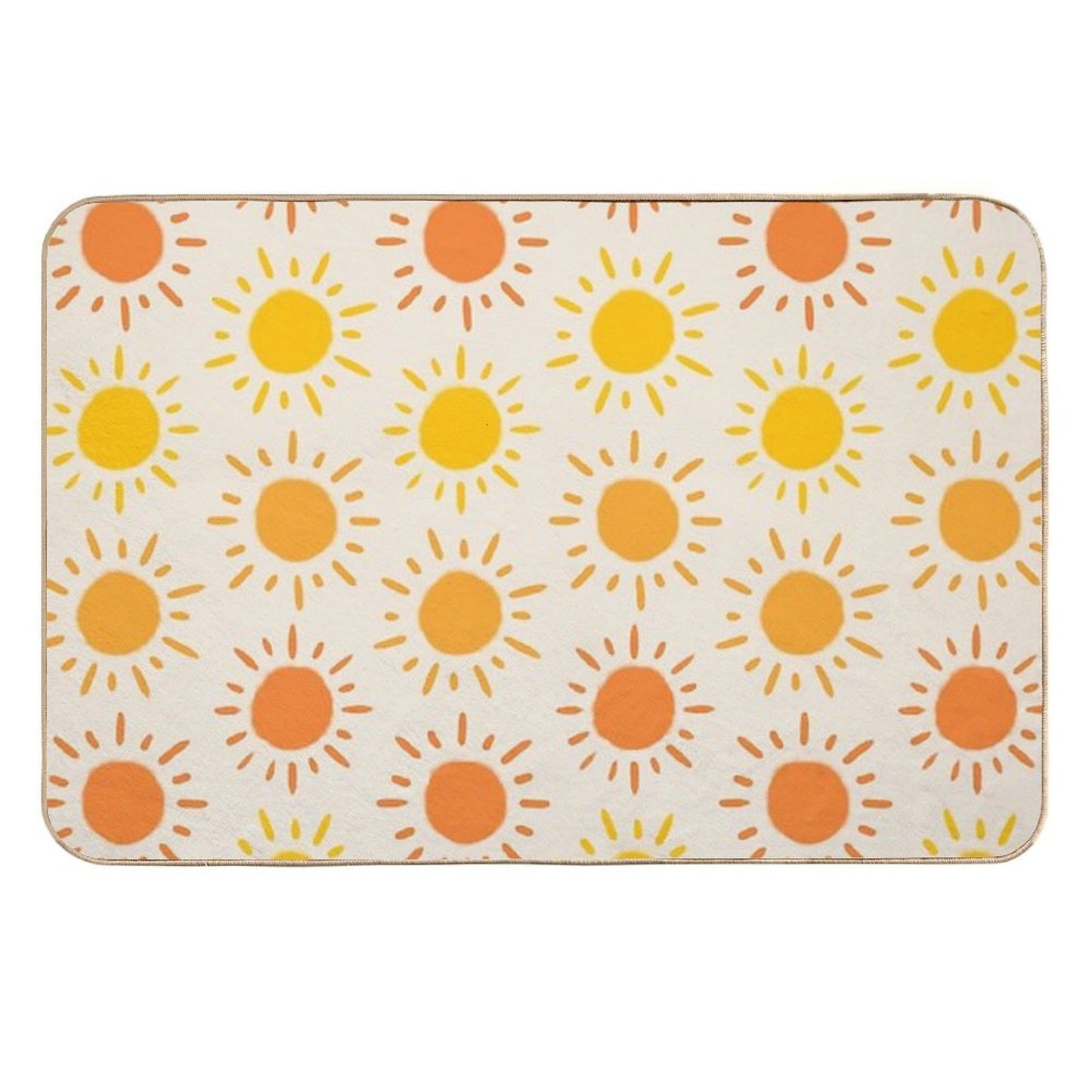 Happy Retro Sun Pattern - Yellow Orange Red Palette  Easy To Clean Bath Mat